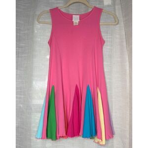Lemon Loves‎ Lime Dress Rainbow Godet Pink Colorful Summer Sleeveless Girls 8Y